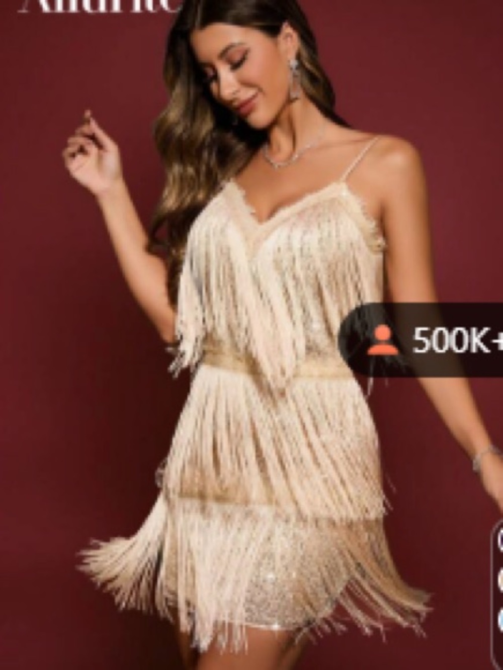 Fringe Party Mini Dress in Cream - Elegant Spaghetti Strap Cocktail Dress
